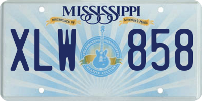 MS license plate XLW858