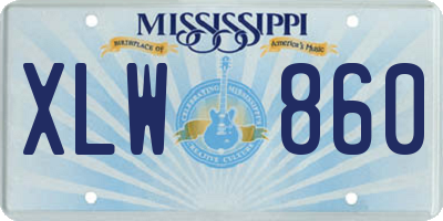 MS license plate XLW860