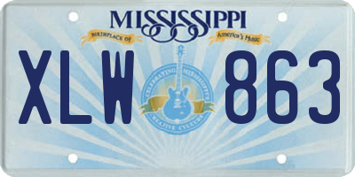 MS license plate XLW863