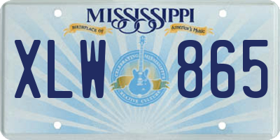 MS license plate XLW865