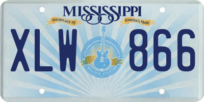 MS license plate XLW866