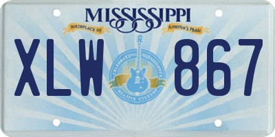 MS license plate XLW867