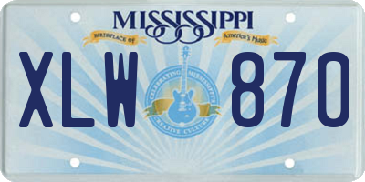 MS license plate XLW870