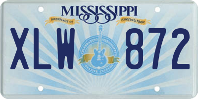 MS license plate XLW872