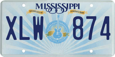 MS license plate XLW874