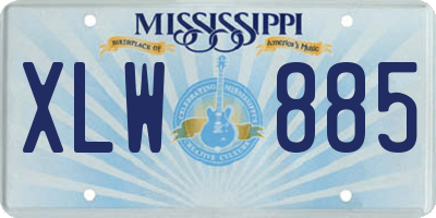 MS license plate XLW885