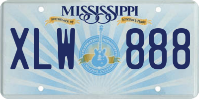 MS license plate XLW888