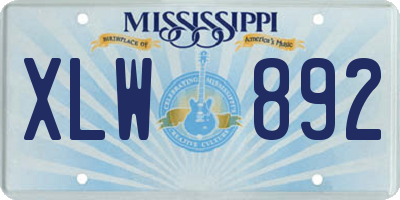 MS license plate XLW892