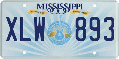 MS license plate XLW893