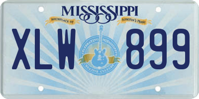 MS license plate XLW899