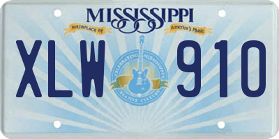 MS license plate XLW910