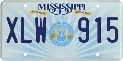 MS license plate XLW915