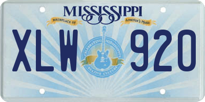MS license plate XLW920