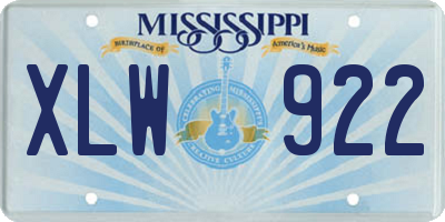MS license plate XLW922
