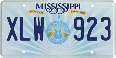 MS license plate XLW923