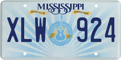 MS license plate XLW924