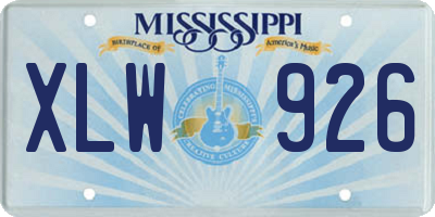 MS license plate XLW926