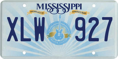 MS license plate XLW927