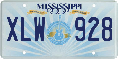 MS license plate XLW928