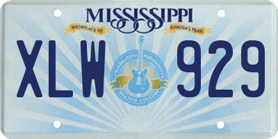 MS license plate XLW929