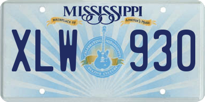 MS license plate XLW930