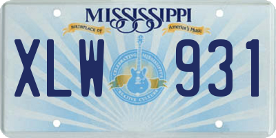 MS license plate XLW931
