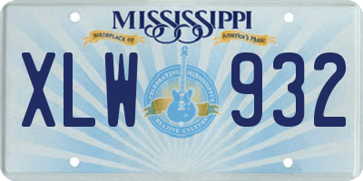 MS license plate XLW932