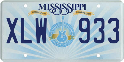 MS license plate XLW933