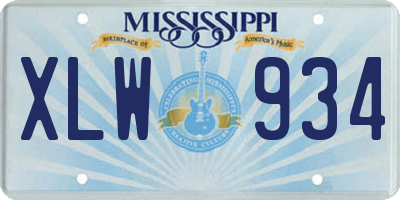 MS license plate XLW934
