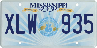 MS license plate XLW935