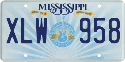 MS license plate XLW958