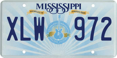MS license plate XLW972