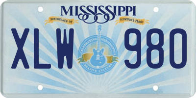 MS license plate XLW980