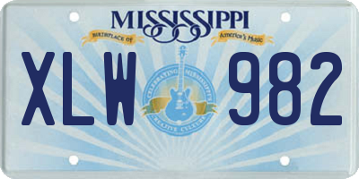 MS license plate XLW982