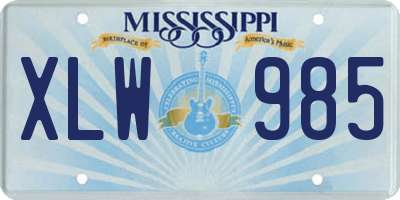 MS license plate XLW985