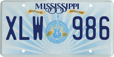 MS license plate XLW986