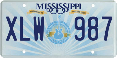 MS license plate XLW987