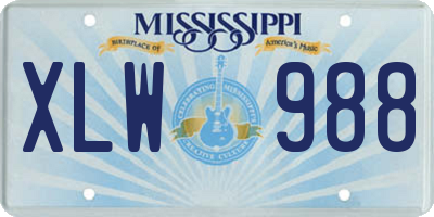 MS license plate XLW988