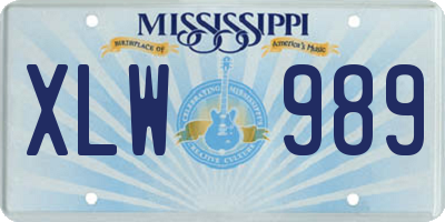 MS license plate XLW989