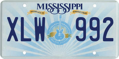 MS license plate XLW992