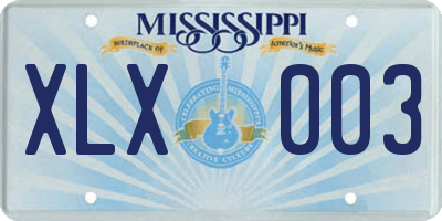 MS license plate XLX003