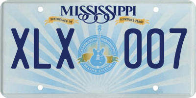 MS license plate XLX007