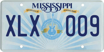 MS license plate XLX009