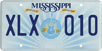 MS license plate XLX010