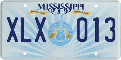 MS license plate XLX013