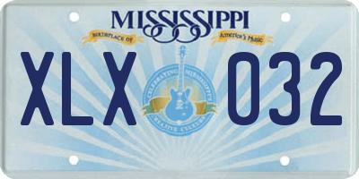 MS license plate XLX032