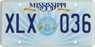 MS license plate XLX036