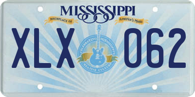 MS license plate XLX062