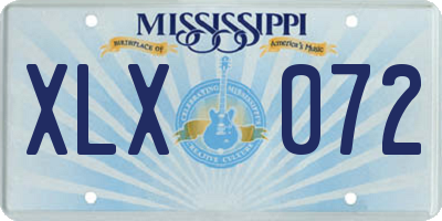 MS license plate XLX072