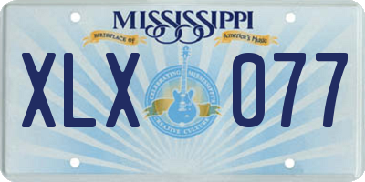 MS license plate XLX077